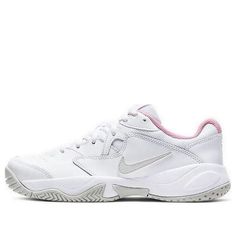 The Nike Court Lite 2 'White Pink Foam' is the perfect sneaker for the court. Featuring a rubber sole for superior traction and cushioning, these shoes provide excellent shock absorption and support for both feet. The unique outsole design ensures you can move quickly and confidently around the court. The classic silhouette and White/Pink colorway make this sneaker a timeless choice for any adult. Inspired by the sport of tennis, the Nike Court Lite 2 is the perfect choice for training and competition. (SNKR/Women's/Gift Recommend) Tennis Court Shoes Women, White Slip-resistant Synthetic Sneakers, Nike Tennis Running Shoes With Boost Midsole, White Slip-resistant Basketball Shoes For Sports, White Slip-resistant Basketball Shoes, Breathable Lace-up Tennis Sneakers, Nike Breathable Tennis Running Shoes, Sporty Tennis Shoes With Air Max Cushioning, Sporty Tennis Running Shoes With Air Max Cushioning