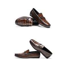 Introducing our exquisite Luxury Alligator Print Leather Penny Loafers, crafted with utmost precision to make a lasting impression wherever you go. Made from genuine leather, both the upper material and lining exude a sense of luxury and refinement, while the rubber insole and outsole provide excellent cushioning, support, and traction. Elevate your look and make a statement with every step you take by investing in quality, style, and sophistication with our must-have item number 08118. Brown Crocodile Pattern Slip-on Moccasins, Business Moccasins With Crocodile Pattern And Round Toe, Business Crocodile Pattern Moccasins With Round Toe, Leather Moccasins With Crocodile Pattern, Brown Crocodile Pattern Loafers For Formal Occasions, Classic Moccasins With Crocodile Pattern And Round Toe, Elegant Moccasins With Crocodile Pattern And Round Toe, Leather Moc Toe Loafers With Crocodile Pattern, Brown Crocodile Pattern Loafers With Round Toe