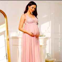 Perfect For Baby Shower Gown Pink Sleeveless Maternity Dress For Wedding, Sleeveless Pink Maternity Dress For Wedding, Elegant Spring Maternity Gown, Summer Floor-length Maternity Dress For Party, Summer Party Floor-length Maternity Dress, Spring Maternity Floor-length Dresses, Summer Maternity Floor-length Gown, Summer Maternity Gown Floor-length, Summer Maternity Gown, Floor-length