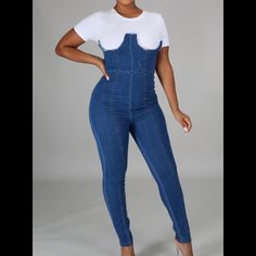 Stretch Denim Back Zip Closure 80% Cotton 17% Polyester 3% Spandex Contrast (94% Cotton 6 % Spandex) Casual High Rise Stretch Bodysuit, Casual Stretch High Rise Bodysuit, Casual Fitted High Rise Bodysuit, Casual High-rise Fitted Bodysuit, Casual Fitted High-rise Bodysuit, Stretch Denim Blue Denim Jumpsuit, Stretch Denim Blue Jumpsuit, Stretch Denim Jumpsuit In Denim Blue, Trendy High Rise Stretch Bodysuit