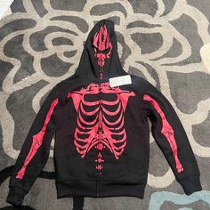 Y2k Skeleton Hoodie Size Small Brand New Still In Good Condition Full Zip Up Feel Free To Ask Questions Halloween Crew Neck Streetwear Outerwear, Y2k Black Outerwear For Streetwear, Black Y2k Style Streetwear Outerwear, Skull Print Hoodie For Streetwear, Long Sleeve Hoodie With Skull Print For Streetwear, Y2k Black Outerwear With Graphic Print, Fitted Skull Print Streetwear Outerwear, Casual Skull Print Hoodie Outerwear, Hip Hop Hoodie With Skull Print