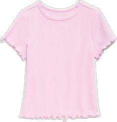 Pink Ruffled T-shirt, Pink Ruffled Casual T-shirt, Casual Pink Ruffled T-shirt, Pink Ribbed Crew Neck T-shirt, Trendy Ruffled Short Sleeve T-shirt, Stretch Ruffled Crew Neck T-shirt, Fitted Ruffle Crew Neck T-shirt, Fitted Ruffled Crew Neck T-shirt, Fitted Crew Neck T-shirt With Ruffles