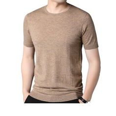 ad eBay - 100% Cashmere Men's Short-sleeved Sweater T-shirt Knitted Half-sleeved Cashmere - Buy Now, click the link (eBay) Winter Knit Crew Neck T-shirt, Brown Knit Crew Neck Top, Casual Knit T-shirt For Winter, Fall Crew Neck Knit T-shirt, Knit Crew Neck T-shirt For Fall, Fall Knit T-shirt With Crew Neck, Brown Knit Short Sleeve Sweater, Brown Short Sleeve Knit Sweater, Brown Short Sleeve Casual Sweater