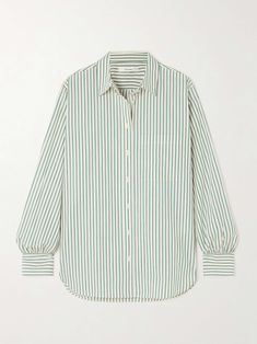 Designer Relaxed Fit Collared Shirt, Designer Collared Tops With Relaxed Fit, Trendy Shirt With Relaxed Fit And Spread Collar, Designer Cotton Tops For Office, Designer Long Sleeve Cotton Shirt, Designer Cotton Dress Shirt For Office, Designer Cotton Button-up Blouse, Long Sleeve Cotton Dress Shirt For Daywear, Cotton Long Sleeve Dress Shirt For Daywear