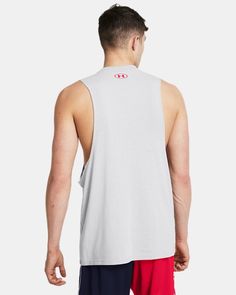 Super-soft, cotton-blend fabric provides all-day comfort|4-way stretch material moves better in every direction|Ribbed collar|Generous dropped armholes for full range of motion Cotton Sleeveless Muscle Tee For Athleisure, Moisture-wicking Sleeveless Muscle Tee, Moisture-wicking Sleeveless Tank Top, Cotton Sleeveless Athleisure Muscle Tee, Cotton Sleeveless Muscle Tee For Sports, Cotton Sleeveless Activewear Vest, Sleeveless Cotton Sports Top, Casual Moisture-wicking Sleeveless Muscle Tee, Cotton Sleeveless Muscle Tee For Gym