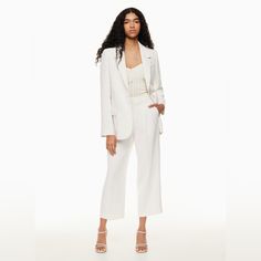 Questions? Leave A Comment Below! Chic White Pants For Night Out, Tailored Sleeveless Pantsuit For Summer, Tailored Sleeveless Summer Pantsuit, White Pantsuit With Pockets For Work, Tailored White Pantsuit With Straight Pants, White Tailored Pantsuit With Straight Pants, White Wide-leg Pants For Night Out, White Sleeveless Pantsuit For Night Out, Chic White Ankle-length Pantsuit