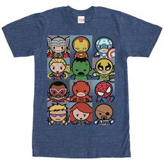 Fun Character Print T-shirt For Fan Conventions, Kawaii T-shirt With Cartoon Print For Fans, Kawaii T-shirt With Character Print For Fans, Kawaii Cartoon Print T-shirt For Fans, Superhero Cotton T-shirt With Character Print, Superhero Short Sleeve T-shirt With Character Print, Fun Short Sleeve T-shirt With Anime Print, Blue Pop Culture T-shirt With Character Print, Character Print Graphic Tee For Comic-con