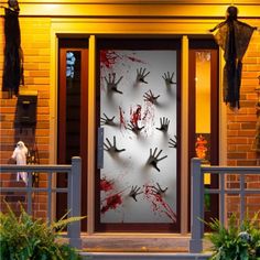 30 * 72 Inches. Larger Than Others. Fit Better To Most American Family Doors. Unique Spooky Design. Impressive Halloween Indoor Outdoor Door Cover Poster Decoration. Work Even Better As Window Covers Or Glass Door Covers With Back Light Effects. Premium Quality: Safe For Children, And Non-Toxic. Meet The Us Toy Standard And Safety Test Approved. Porta Halloween, Diy Halloween Door Decorations, Halloween Diy Door, Zombie Hands, Halloween Haunted House Decorations, Haunted House Decorations, Decoration Window, Halloween Haunted House, Outdoor Doors