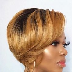 Gorgeous Side Lace Part Wig, Ready To Wear. Ombre Pixie, Pixie Wig, Wig Color, Hair Ombre, Pixie Cut Wig, Ombre Hair, Pixie Cut, Lace Front Wigs, Gold Black