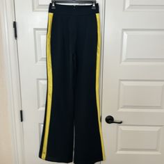 Nwt Millie Mackintosh Women's Tuxedo Pants Navy Blue/Yellow Satin Uk Size 8 Inseam: 34.5” I Think The Buttons Have Changed Color. Not 100% Sure - Selling For A Friend. They Are Brand New With Tag Fitted Yellow Wide-leg Bottoms, Yellow Stretch Wide-leg Pants, Fitted Full Length Yellow Bottoms, Women's Tuxedo, Millie Mackintosh, Tuxedo Women, Yellow Satin, Tuxedo Pants, Blue Yellow