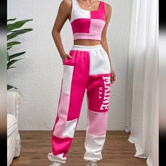 Multi Folor Sweat Pants And Cropped Tank Received 2 Tops So Will Send Both Never Worn Cute Preppy Outfits, Easy Trendy Outfits, Mein Style, Crop Tank Top, Simple Trendy Outfits, Cute Everyday Outfits, Looks Chic, Cute Simple Outfits, Really Cute Outfits