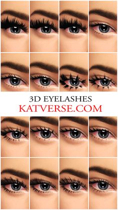 an advertisement for 3d eyelashes with the caption's image above it and below it