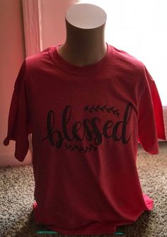 Blessed T-shirt Tee Top, Ladies Unisex Crewneck T-shirt, Blessed Mom, Gift For Mother, Unisex Custom t-shirt Available in UNISEX AND LADIES shirt sizes! You can choose your favorite color. All tees are handmade! For sizing and fit please refer to our listing images. All our Tees are made from preshrunk 100% combed ringspun cotton (heather colors are cotton/poly blend) and they are supersoft and comfortable to wear! Every Tee can withstand multiple washes in all wash temperatures as well as dryin Cotton Half Sleeve T-shirt With Letter Print, Relaxed Fit Half Sleeve T-shirt With Letter Print, Fall Cotton T-shirt With 3/4 Sleeve, Cotton T-shirt With 3/4 Sleeve For Fall, Red Half Sleeve Cotton T-shirt, Red Cotton Half Sleeve T-shirt, Fall Relaxed Fit T-shirt With 3/4 Sleeves, Cotton Graphic Print T-shirt With 3/4 Sleeve, Graphic Print Cotton T-shirt With 3/4 Sleeves