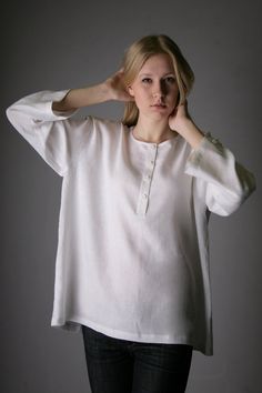 Oversized Pure Linen Shirt for Woman. $45.00, via Etsy. Everyday Long Sleeve Linen Tops, Linen Button-up Shirt For Layering, Classic Oversized Linen Tops, Casual Linen Tunic For Layering, Plain Long Sleeve Linen Top, Relaxed Linen Button-up Top, Classic Oversized Linen Blouse, Flax Colored Relaxed Fit Button-up Top, Flax Color Relaxed Fit Button-up Tops