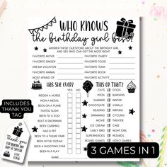 a birthday party game with the words who knows the birthday girl?