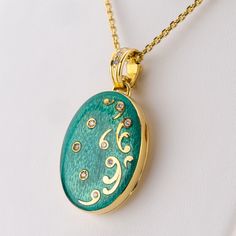 If there is one rule in jewelry, it is that the name Fabergé and excellent craftsmanship can never be divided. And this stunning enamel locket, crafted by German jewelry manufacturer Viktor Mayer, the company that started to revive Fabergé jewelry under exclusive license in 1989, demonstrates in an impressive way that Fabergé still deserve their top spot in our trade. Metal 18k / 0.750 gold Gemstones 11 diamonds 0.12ct (F-G / IF) Measurements 38 x 22mm Weight 16.2g Condition Pre-owned, excellent German Jewelry, Enamel Locket, Faberge Jewelry, Jewelry Manufacturers, Locket, Pendant Necklaces, Favorite Jewelry, Jewelry Necklace Pendant, 18k Gold