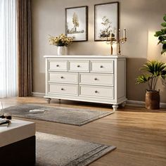 a living room scene with focus on the dresser