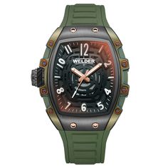 Case Diameter: 42.5 mmx49.6 mm Glass Feature: Mineral Photochromic Style: Sports Watches Case Color: Green Strap: Silicone Color: Green Water Resistance: 3 ATM Green Cases, Rugged Style, Green Water, Sports Watch, Vibrant Green, Sport Watches, Wristwatch Men, Watch Case, Accessories Watches