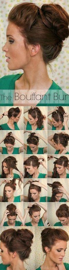 hair styles for medium hair updo hair styles Easy Updo Hairstyles Tutorials, Bouffant Bun, Sanggul Modern, Updo Hairstyles Tutorials, Easy Updo Hairstyles, Easy Bun Hairstyles, Hair Bun Tutorial, Fishtail Braid, Short Hairstyle