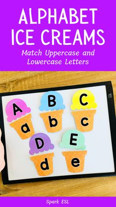 the alphabet ice creams match uppercase and lowercase letters to make letter matching cards