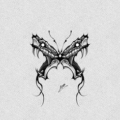 a black and white butterfly tattoo design