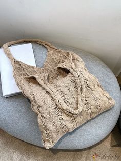 BirdinBag - Sleek Crochet Handbag Beige Crochet Shoulder Bag With Large Capacity, Beige Crochet Satchel With Large Capacity, Beige Large Capacity Crochet Shoulder Bag, Large Capacity Beige Crochet Satchel Bag, Large Capacity Beige Crochet Shoulder Bag, Trendy Knitted Travel Bags, Casual Beige Handheld Crochet Bag, Trendy Beige Crochet Satchel Bag, Trendy Beige Handheld Crochet Bag