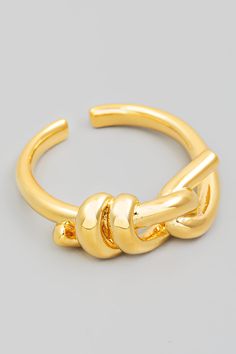 Open Knot Ring - Proper Trendy Adjustable Formal Rings, Trendy Adjustable Rings For Formal Occasions, Trendy Adjustable Stackable Rings With Ring Detail, Knot Ring, Knot, Gold Bracelet, Size 6, Ring, Gold