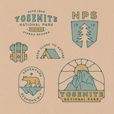 the national park badges are designed in pastel colors