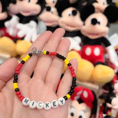 Custom Word Bracelet Handmade Disney Beaded Bracelet Mickey - Etsy China Cute Disney Jewelry, Disney Inspired Beaded Jewelry, Mickey Mouse Bracelet Diy, Mickey Bead Bracelet, Disney Clay Bracelet Ideas, Disney Themed Friendship Bracelets, Disney Bracelets Diy, Disney Themed Beaded Bracelet, Disney Themed Clay Bracelets