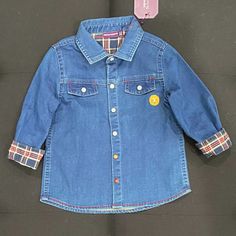 Sergent Major 18 Month Blue Jean Long Sleeve Shirt Boys 18 Months New With Tags Playful Collared Blue Tops, Long Sleeve Shirt With Button Closure For Playtime, Playful Blue Collared Top, Casual Button-up Tops For Playtime, Blue Long Sleeve Shirt For Playtime, Blue Tops With Buttons For Playtime, Blue Shirt With Buttons For Playtime, Blue Shirt For Playtime, Blue Button-up Tops For Playtime