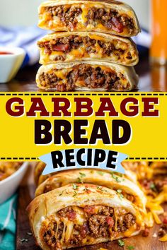 this is an image of a homemade hamburger bread recipe with cheese and meat in it