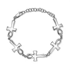 Here, we offer a beautiful Ankh Cross .925 Sterling Silver Bracelet with a lobster claw clasp. This exquisite piece of jewelry is crafted from solid silver, ensuring its durability and quality. The Ankh Cross, a powerful symbol of life and eternity, is intricately designed with attention to detail, making it a unique and meaningful addition to your jewelry collection. The lobster claw clasp provides easy and secure closure, allowing you to wear it with confidence. Our jewelry is handcrafted with love in Brooklyn, ensuring that each piece is made with care and precision. We take pride in creating high-quality jewelry that is not only beautiful but also meaningful, and our Ankh Cross Bracelet is no exception. Made from .925 sterling silver, this bracelet is not only stunning but also durable Egyptian Bracelet, Egyptian Ankh, The Ankh, Ankh Cross, Key Of Life, Symbol Of Life, Silver Link Bracelet, The Lobster, Cross Bracelet