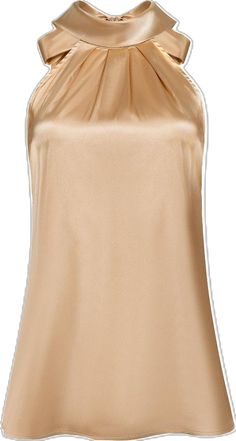 Elegant Gold Camisole, Elegant Gold Sleeveless Camisole, Elegant Gold Tank Top, Elegant Gold Camisole For Spring, Formal Gold Satin Top, Elegant Gold Sleeveless Blouse Tank Top, Gold Satin Top For Formal Occasions, Elegant Gold Tank Top For Evening, Elegant Gold Tank Top For Evening Events