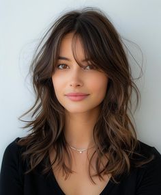 Mid Length Hairstyles Curtain Bangs, Fine Hair Hairstyles With Curtain Bangs, Hair Medium Length Curtain Bangs, Short Hair Inspo With Bangs, Medium Hair Styles With Curtain Bangs, Long Hair Styles With Curtain Bangs, Girls Curtain Bangs, Brunette Hair With Curtain Bangs, Selena Gomez Curtain Bangs