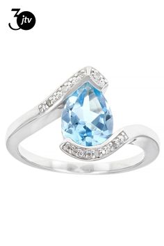 2.20ct Pear Shape Sky Blue Glacier Topaz��� With 0.02ctw Round White Diamond Accent Rhodium Over Sterling Silver Ring. Measures Approximately 0.27"L x 0.55"W. Not sizeable. Sky Blue Topaz, Pear Shape, White Diamond, Pear Shaped, Sterling Silver Ring, Blue Topaz, Sky Blue, Blue Sky, Silver Ring