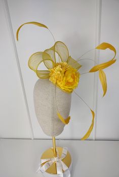 The " Yellow Wildflower" is a beautiful 100% sinamay straw yellow fascinator, bright yellow fascinator hat. This yellow fascinator with flower and feather detail comes with an attached hair comb. Diameter of yellow fascinator / canary / yellow headband/ yellow hair accessory = 5 inches or 12.5 cm Wear this yellow fascinator/ bright yellow fascinator / canary fascinator as any special occasion hat for weddings, bridal showers, tea parties, Church, Kentucky Derby, Royal Ascot, Queen's Plate, Mothe Yellow Hair Accessories, Yellow Fascinator, Special Occasion Hats, Yellow Headband, Yellow Wildflowers, Bride Hat, Wedding Fascinators, Fascinator Hat, Mother Of Bride