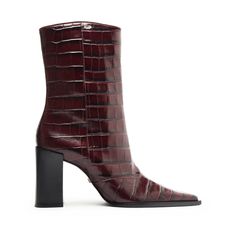 Raffaela Bootie Maroon Boots, Skirts Jeans, Flats Sandals, Clear Heels, Midi Skirts, Pump Sandals, Leather Booties, Fall Season, Wedge Sandals