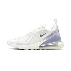 Women's Nike Air Max 270 Sail/Oxygen Purple-Phantom Size: 7.5.  Color: White.  Gender: female.  Age Group: adult. Air Max 270 Outfit, 270 Outfit, Nike Air Huarache Black, Air Max 270 Women, Womens Nike Air Max 270, Nike Running Shoes Women, Air Max 180, Womens Basketball Shoes, Nike Sneakers Women