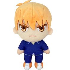 a plush toy with an orange hair and brown eyes