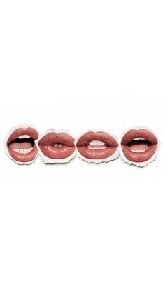 four red lipsticks on a white background