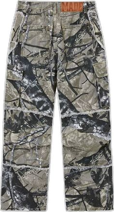 Camouflage Straight Leg Bottoms For Streetwear, Straight Leg Camouflage Bottoms For Streetwear, Camouflage Baggy Straight Leg Parachute Pants, Camouflage Trousers For Streetwear, Camouflage Wide Leg Pants For Streetwear, Camouflage Wide-leg Cargo Pants For Streetwear, Camouflage Cotton Cargo Pants In Techwear Style, Wide Leg Camouflage Pants For Streetwear, Urban Camouflage Pants For Fall