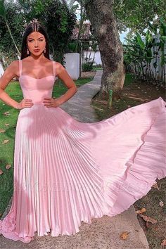 Elegante rosa Abendkleider Lang | Schlichte Ballkleider A-Linie | Babyonlinewholesale Pink Pleated Dress For Prom, Pink Pleated Prom Dress, Long Party Gowns, Ruffle Prom Dress, Evening Dress Long, Pink Prom Dress, Pink Prom, Cute Prom Dresses, Elegante Casual