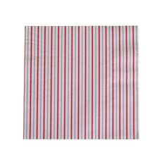 a red and white striped napkin on a white background