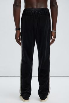 Available In Black. Side Stripe Detail Elastic Waist Drawstring Side Pockets Pair With "Up N' Down Velvet Track Anorak" 100% Polyester Imported | Mens Up N' Down Velvet Track Pants in Black size Small by Fashion Nova Man Up, Black Side, Side Stripe, Mens Sweatpants, Track Pants, Black Pants, Black Fashion, Fashion Nova, Mens Pants