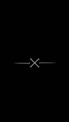 two crossed swords on a black background with the word x in white across the middle