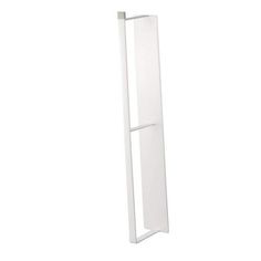 a tall white door with a metal handle on the front and back side, against a white background