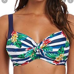 Underwire Bikini Top Can Pair With Any Bottom Based On Your Bra Size Navy And White Stripes, Floral All Nwt Crochet Tankini, Navy Blue Bikinis, Bathing Suits Bikinis, Ruched Tankini, Underwire Tankini Tops, Tankini Swim Tops, Swim Suit Bottoms, Swim Top, Navy And White