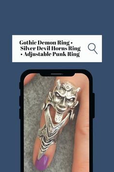 Gothic Glamour Satan Ring Demon Jewelry, Demon Ring, Devil Ring, Finger Armor, Embrace Your Dark Side, Gothic Glamour, Horn Ring, Devil Horns, Inner Power