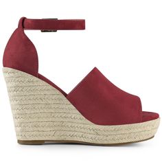 This espadrille features an open toe and a wedges heel to add fashion and style to your everyday look. Easy to pair with your favorite denim jeans, shorts, skirts, and your everyday casual wear! This sandal features espadrille wedges with ankle strap, open toe and buckle Closure. Designed with an espadrille wedge, this shoe allows you all-day comfortable. Please check the size measurement chart before ordering. Trendy Straw Wedge Sandals For Day Out, Trendy Espadrille Wedge Sandals, Adjustable Casual Wedge Sandals, Casual Adjustable Espadrille Wedge Sandals, Adjustable Casual Espadrille Wedge Sandals, Casual Open Toe Espadrille Heels, Casual Adjustable Heels For Day Out, Espadrille Open Toe Wedge Sandals For Day Out, Espadrille Wedge Sandals For Day Out