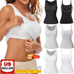 Trendy Fashion Women Supersoft Camisole Stretch Casual Tank Tops Built in Shelf Bra Body Shaper, Women's Top